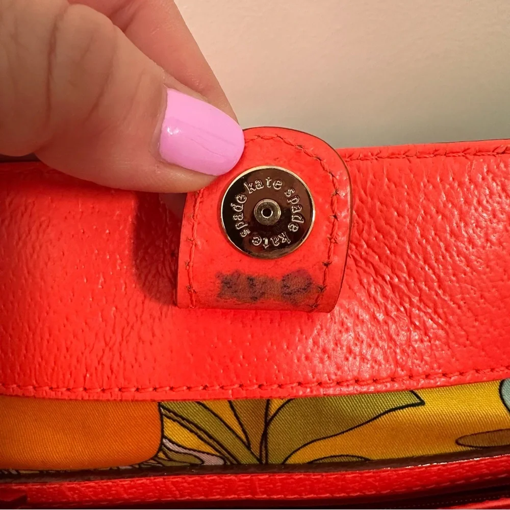 Kate Spade Grand Street Gabriel Tote Orange Pebbled Leather Shoulder Bag